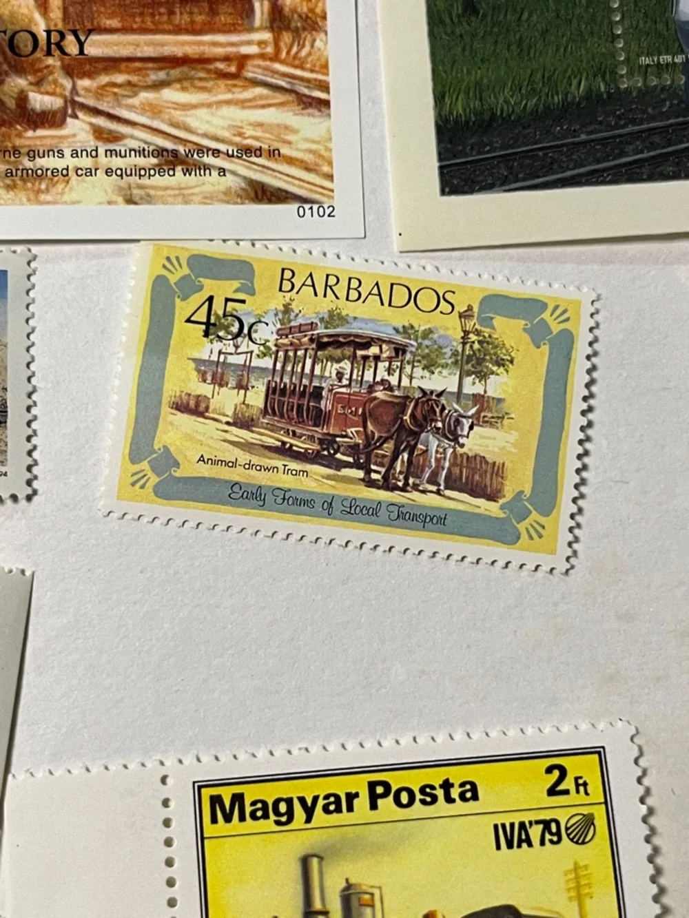 Vintage Multicolor Train Stamp Collection Sheet - Vintage